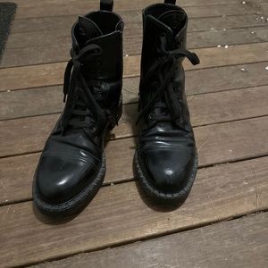 Prada Brushed Leather Laced Boots